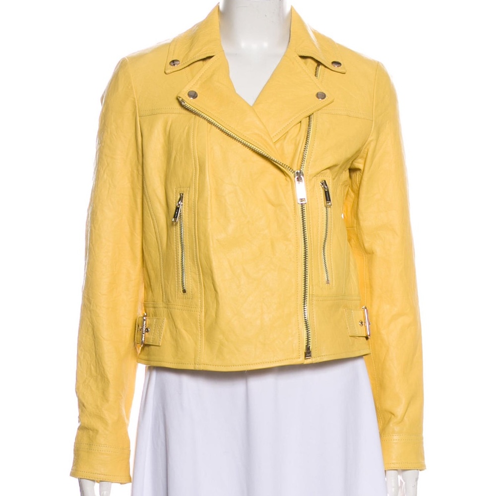 Michael Michael Kors Yellow Leather Biker Jacket
